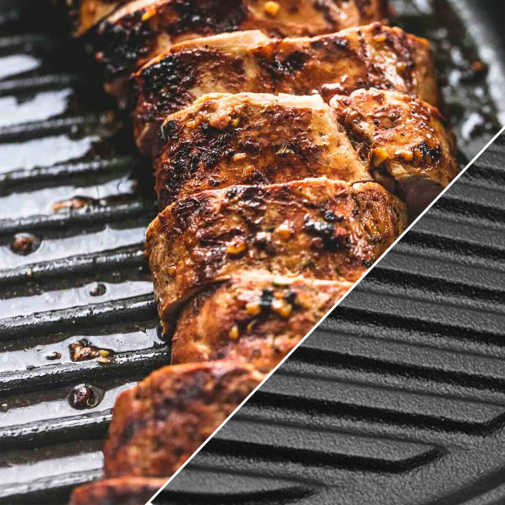 Cast Iron Reversible Grill/Griddle 12-Inch Double Handled Cast Iron Griddle