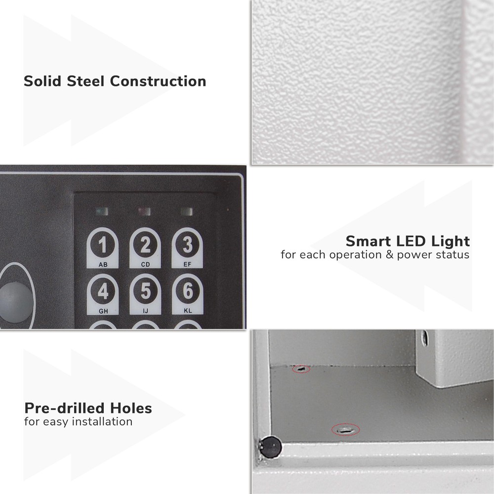 245 Hook Key Safe Security Lock Storage Box Digital Electronic Cabinet Organizer