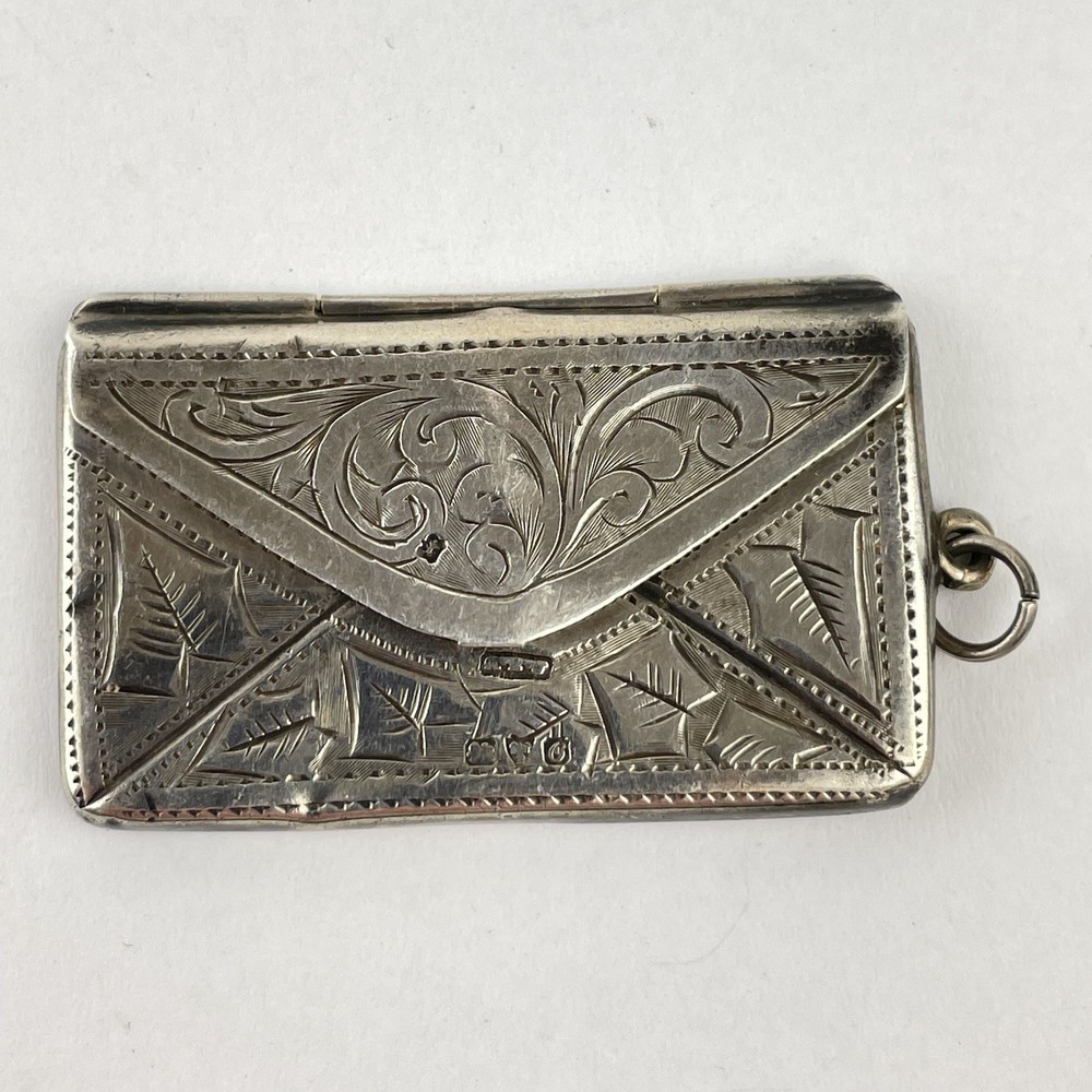Antique Solid Silver Envelope Double Stamp Case Albert Ernest Jenkins 1914