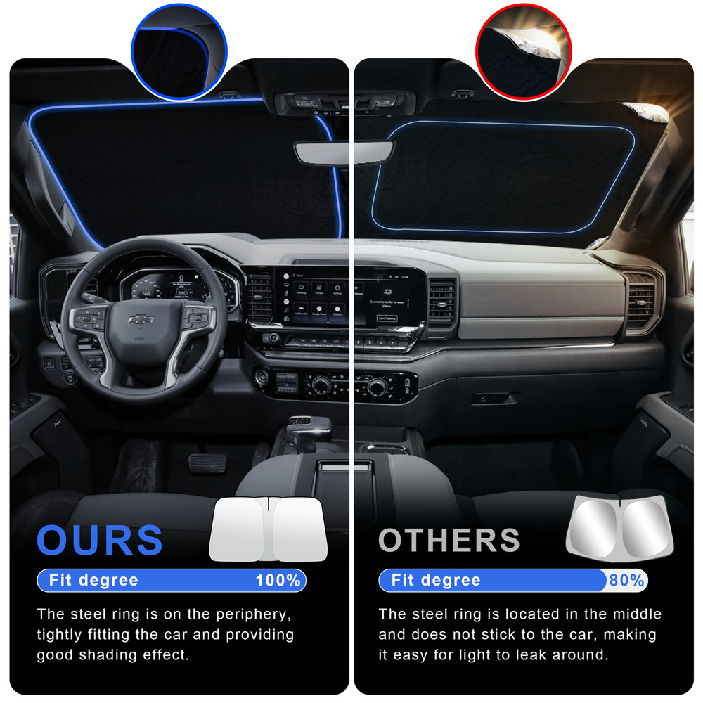 Front Windshield Foldable Sunshade Sun Shade Visor For Chevy Silverado 2019-2025