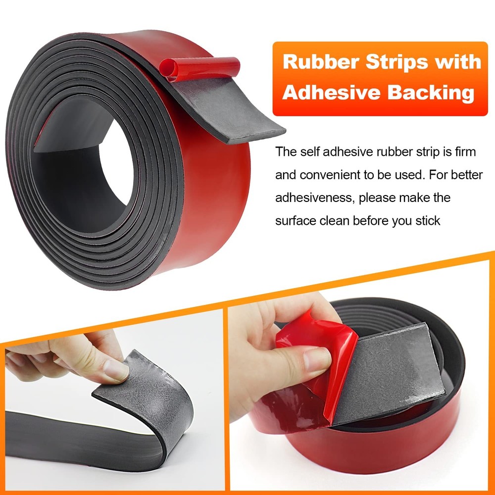 Neoprene Rubber Strips, Self Adhesive Solid Rubber Sheets Rolls for Pads, Cra...