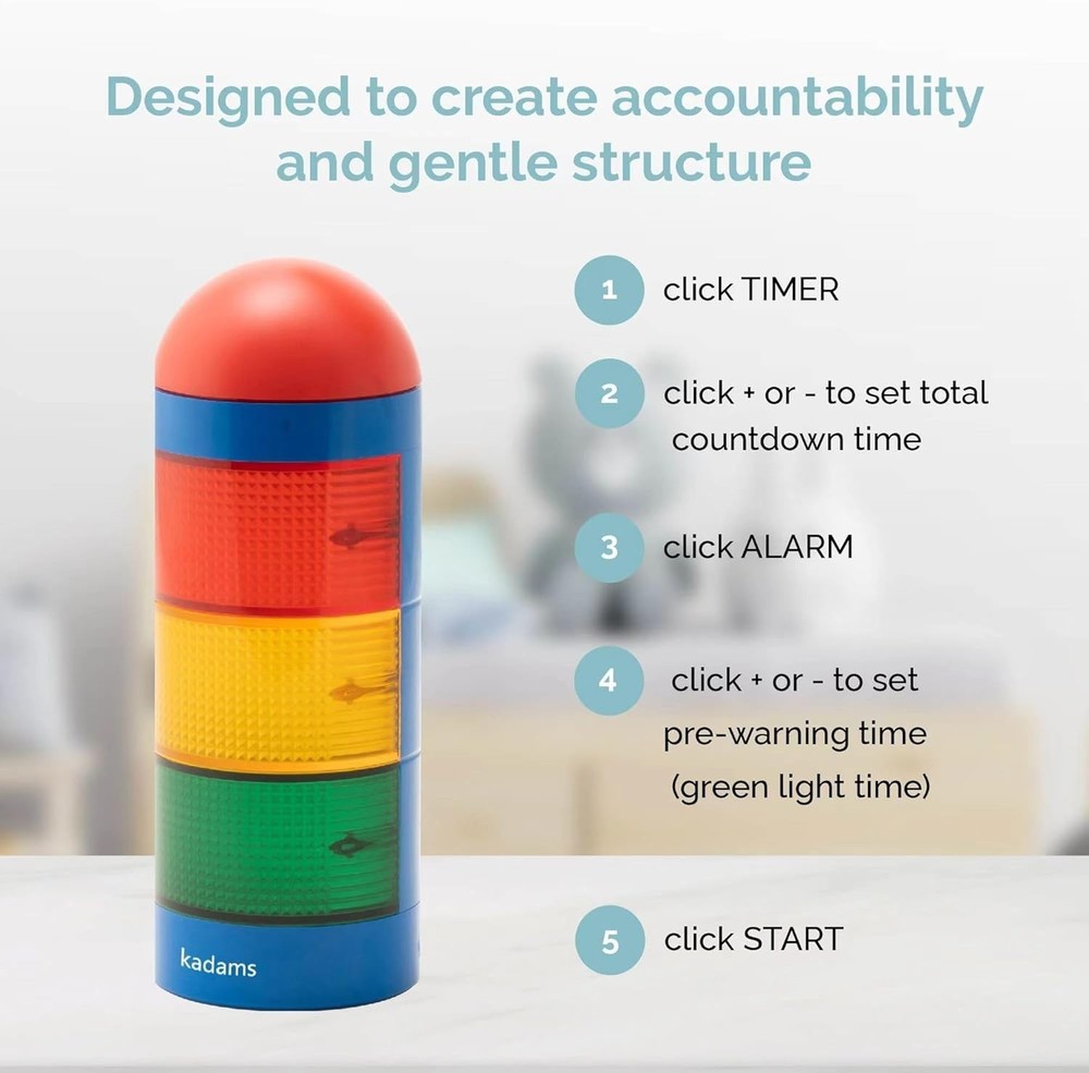 Child-Friendly Visual Timer - Traffic Light Design with Adjustable Volume
