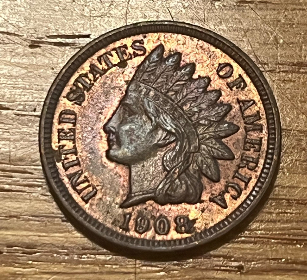 1908 Indian Head cent ,  brown uncirculated some red remaining
