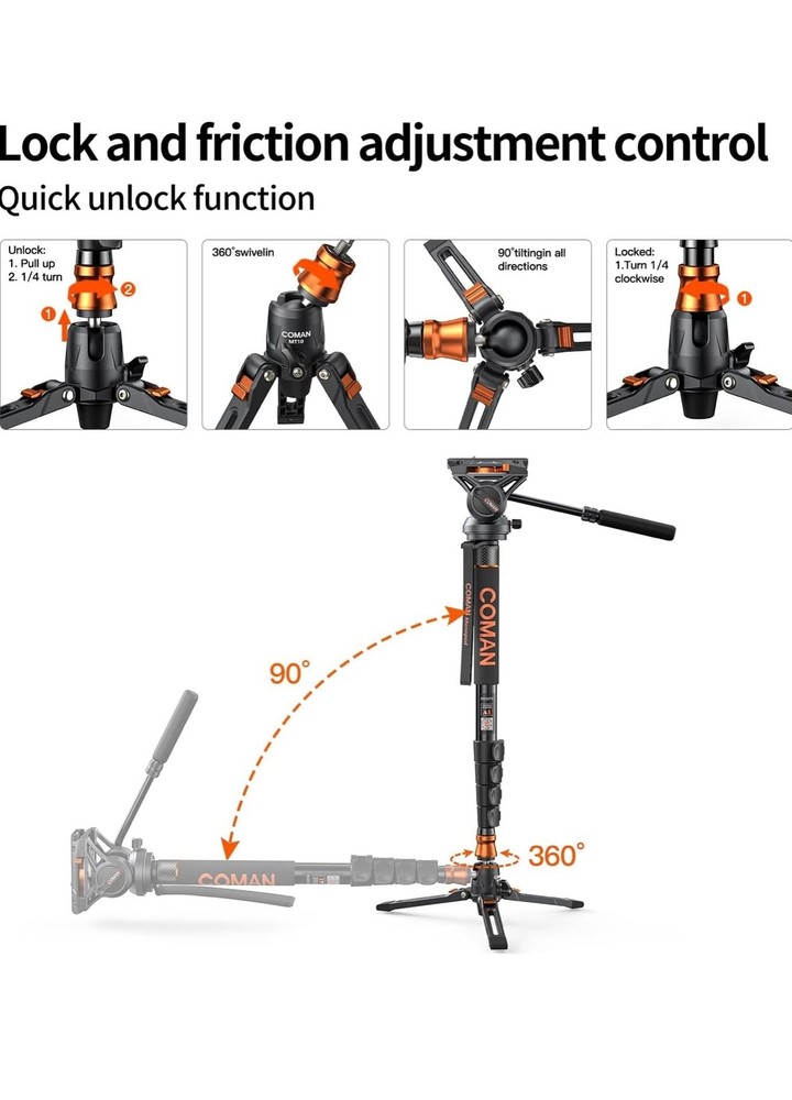 Coman Professional Video Camera Monopod Q6