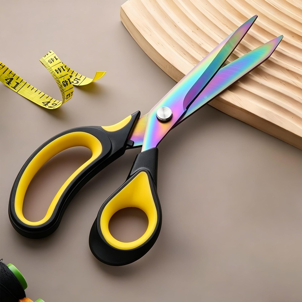 Scissors Multi-Purpose, 9.5" Sharp Sewing Scissors, Professional Heavy Yellow