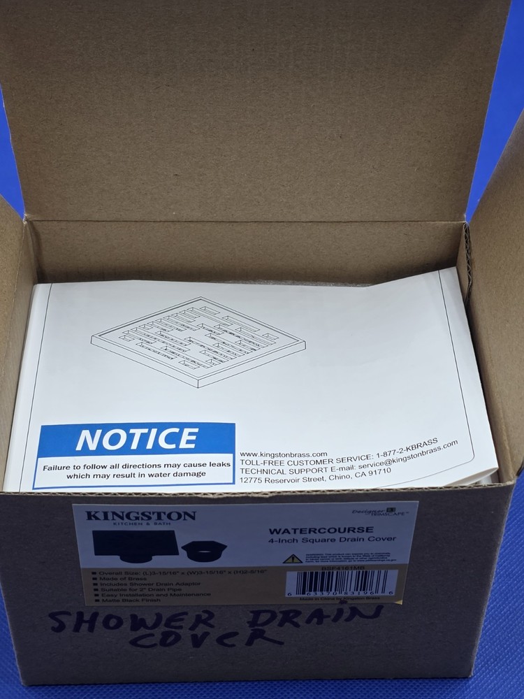 Kingston Brass BSF4161MB Watercourse Sunburst 4" Square Grid Shower Drain