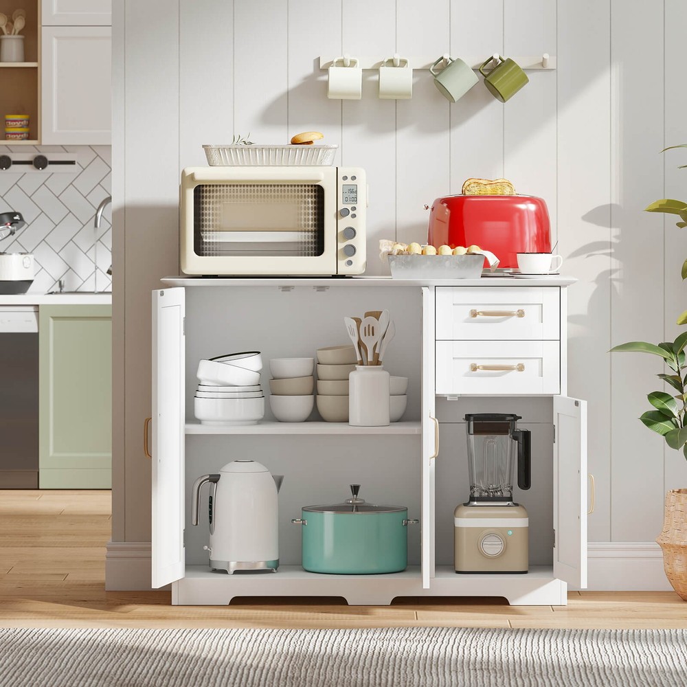 40" Sideboard Buffet Cabinet Modern Kitchen Storage Organizer with 2 Drawers