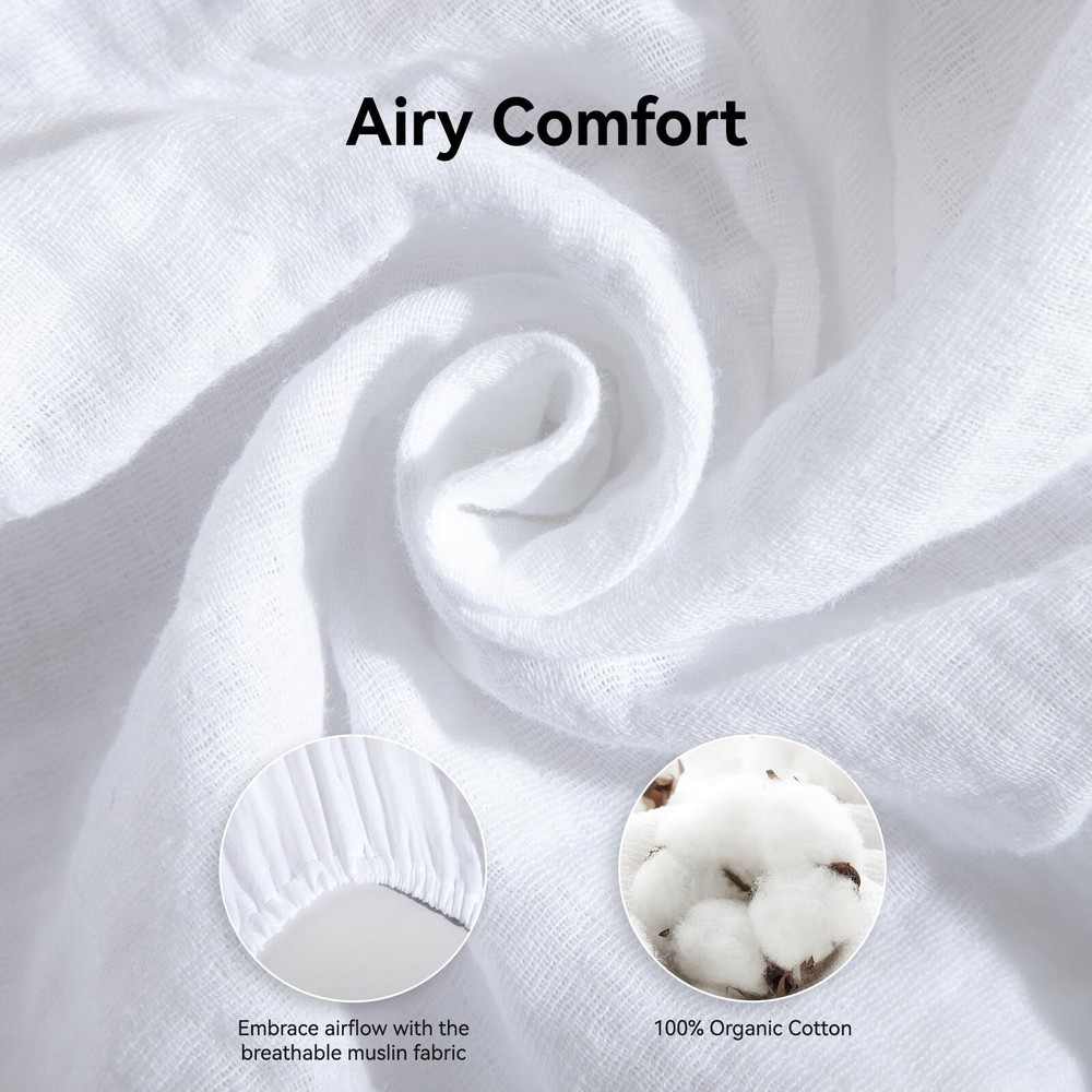 White Double Layer Muslin Crib Sheet