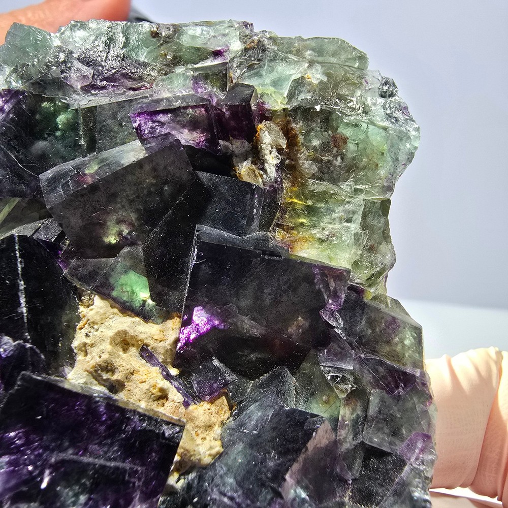 Phantom Fluorite Cube Specimen, green purple Okorusu, Namibia 76*63*22mm