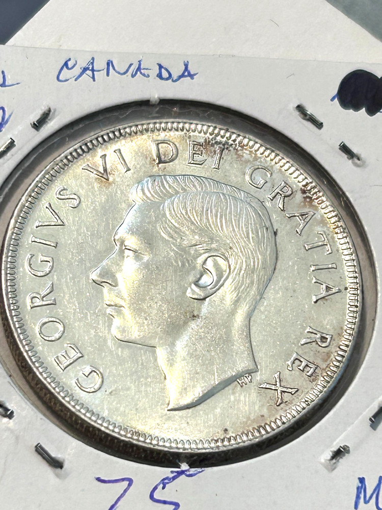 1952 Canada George VI Silver Dollar AU Luster # 75