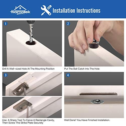 2 Pack Drive in Ball Catch with Strike Plate for Closet A Satin Nickle-2pack