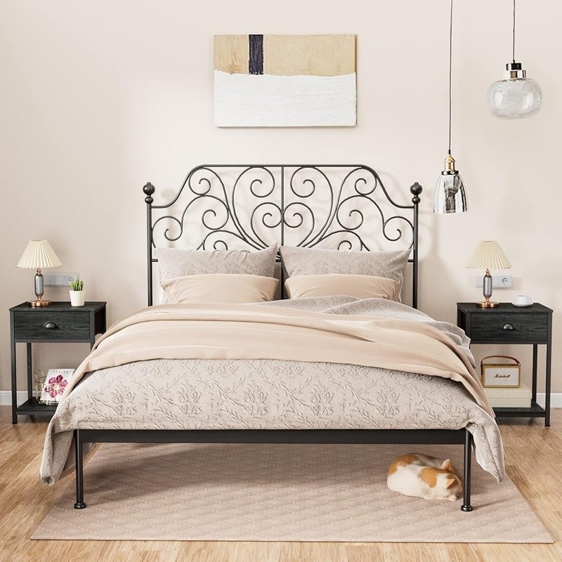 Sturdy Bedside Table W/ Fabric Drawer 3-Tier Storage Multi-Function Unit New