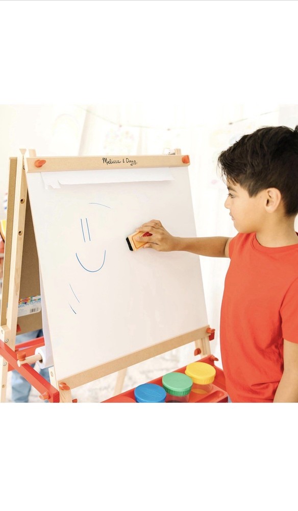 Melissa & Doug Easel Accessory Set - Paint, Cups, Brushes, Chalk, Paper, Marker