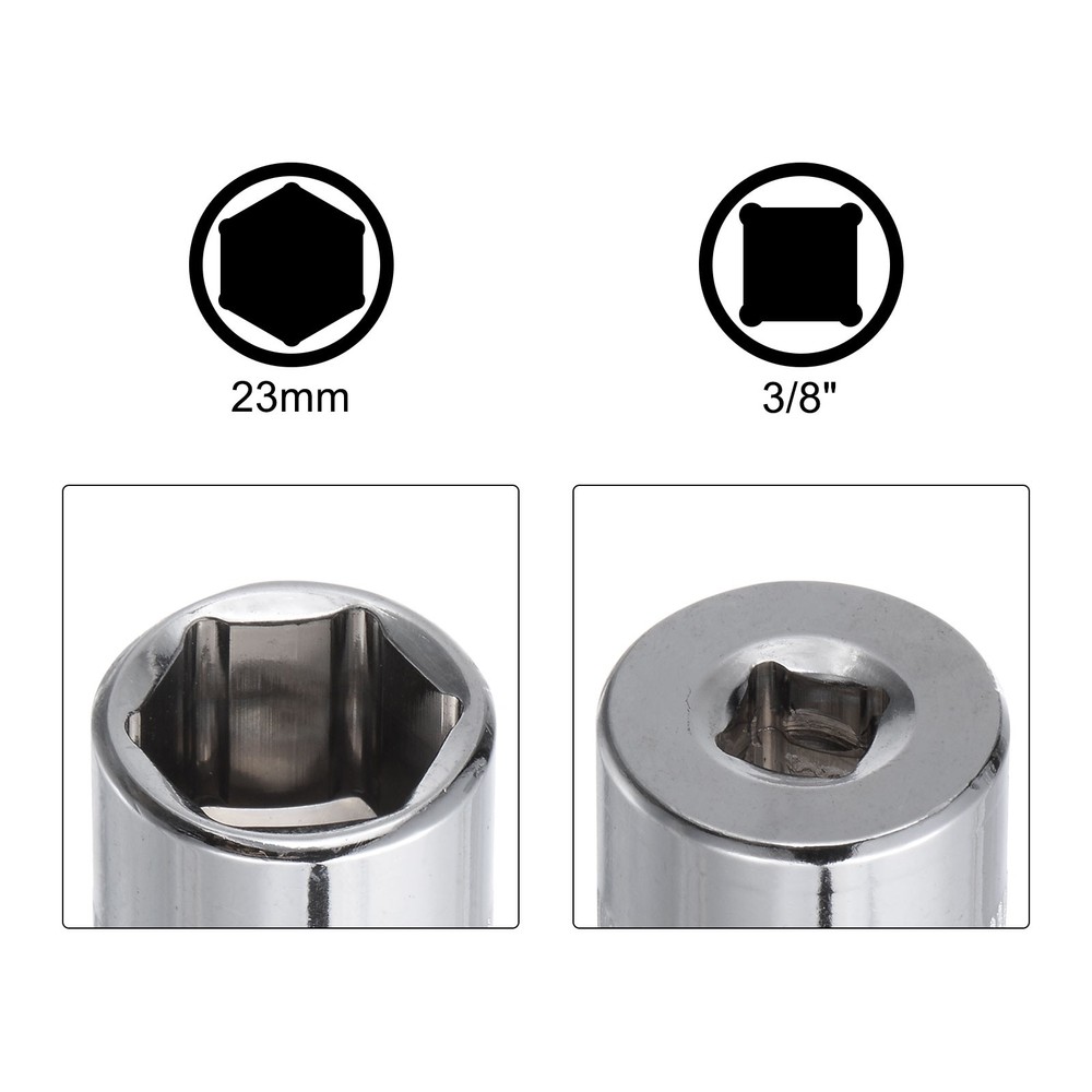 6-Point Shallow Socket 3/8" Drive 23mm Cr-V Metric Socket