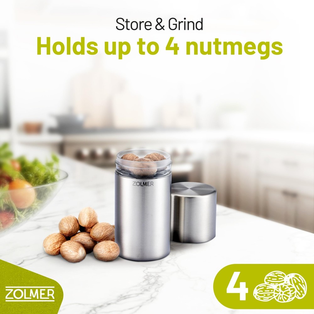 ® Nutmeg Grinder Mill with Storage Container | Extra Sharp Grinder for Finest...