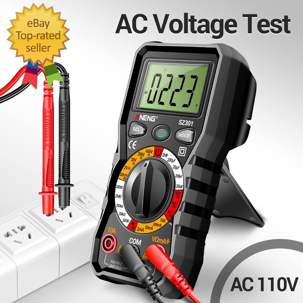 Digital Multimeter with Case Dc AC Voltmeter Ohm Volt Amp Meter Measures Voltage