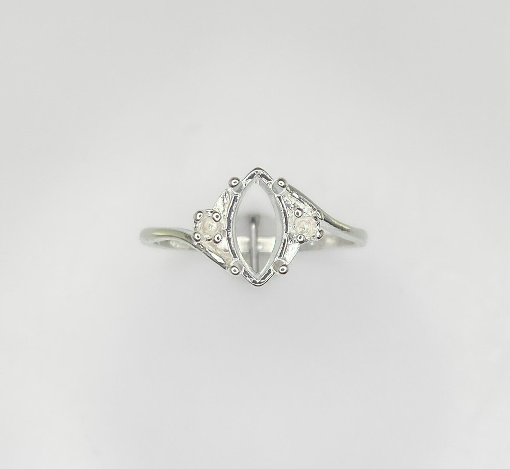Marquise with Accents Bypass Sterling Silver Ring Setting
