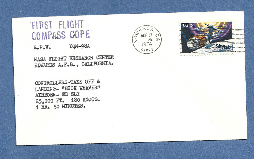 FIRST FLIGHT COMPASS COPE AUG 17,1974 EAFB  SPACE  COVER NASA