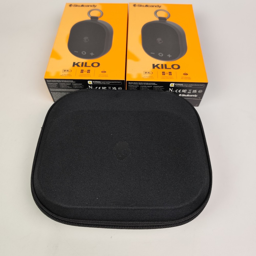 Skullcandy Kilo Wireless Bluetooth Speaker with Case Bundle, 2-pack, Color Black