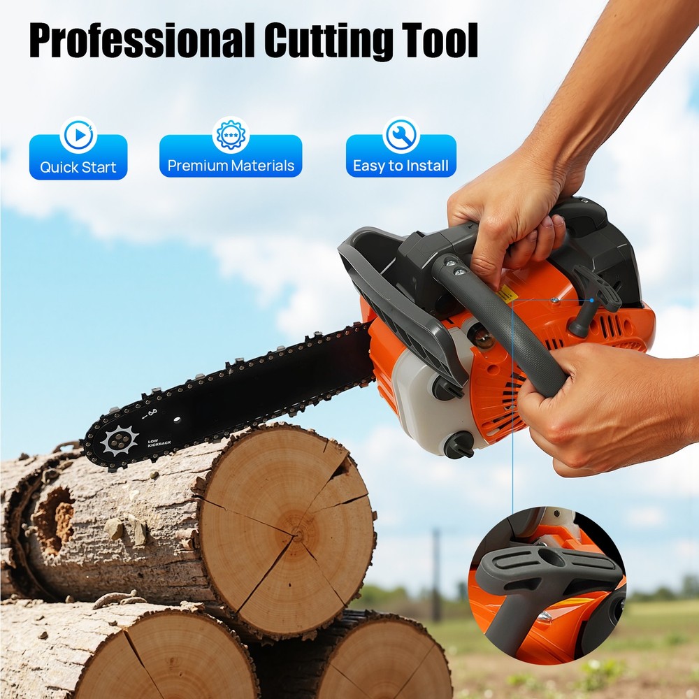 25.4cc 2-Stroke Petrol Powered Engine Chainsaw Top Handle Chainsaw Manual Start