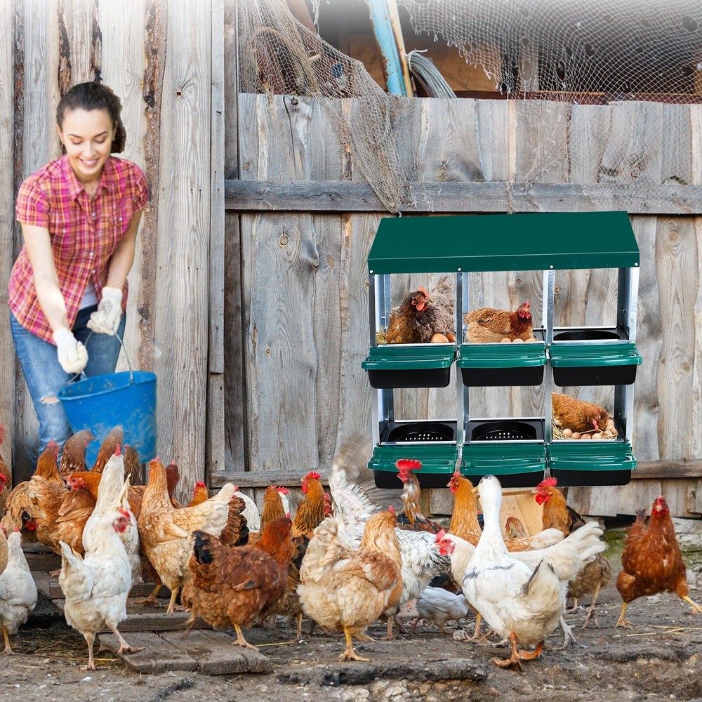 6 Hole Chicken Nesting Box Hen Laying Boxes Roll Away Nesting Box for Laying Egg