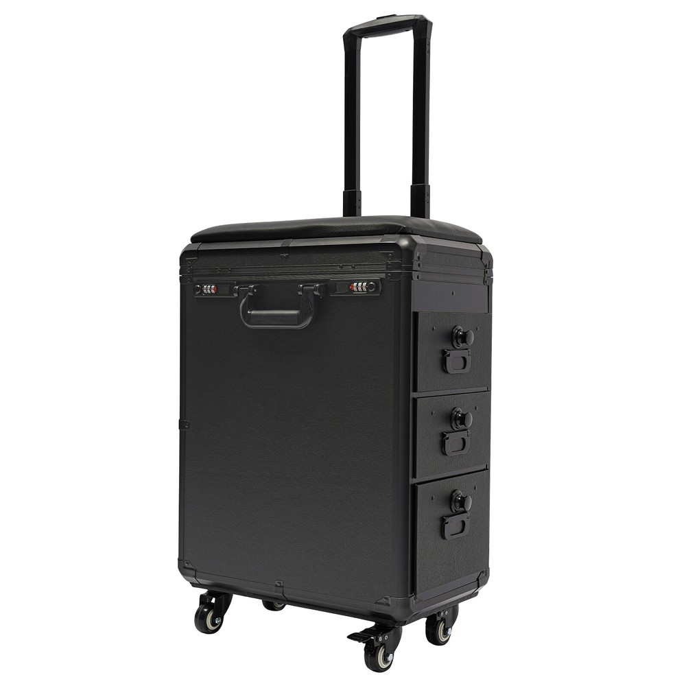 Rolling Makeup Case with Combination Lock Makeup Case with 4 Universal Wheels