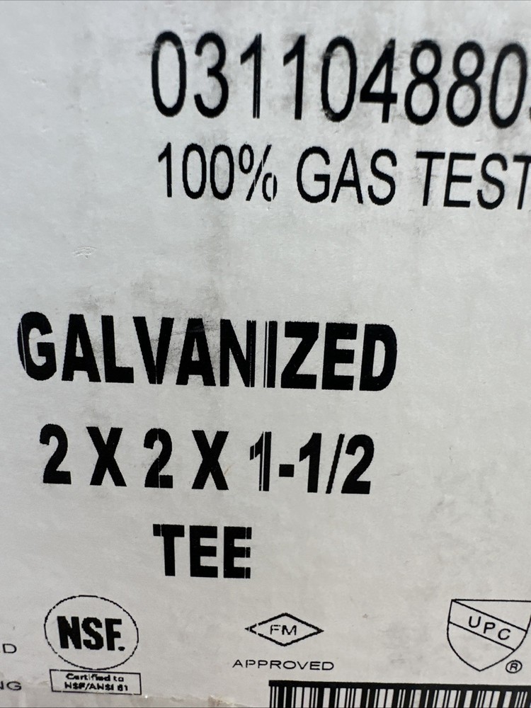 2"x 2” X 1 1/2” Center Reducing Galvanized IronTee T Pipe Fitting Threaded