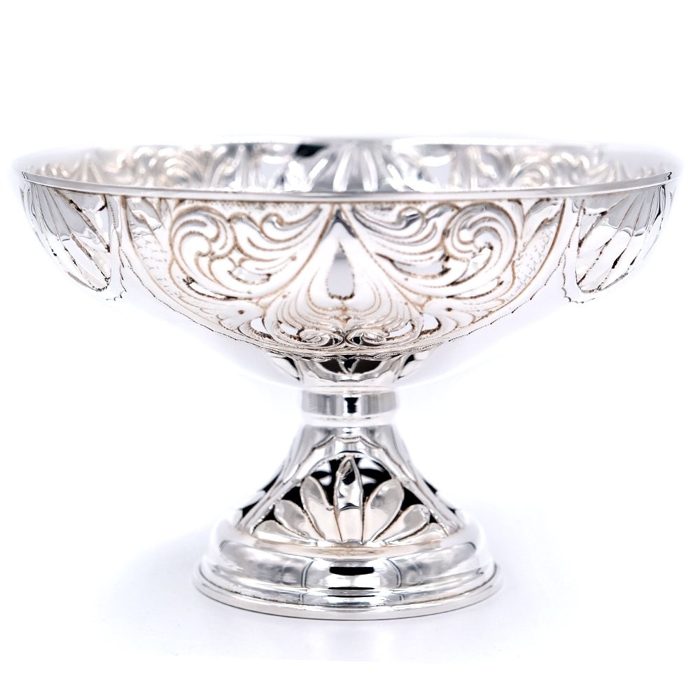 Italian Solid Silver Chiseled and Perforated Bowl