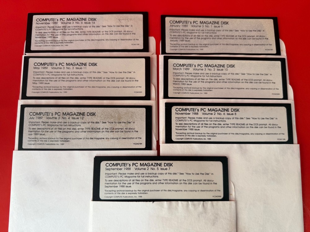 Compute PC Magazine 7 Disk Set 5.25" Diskettes Software PC
