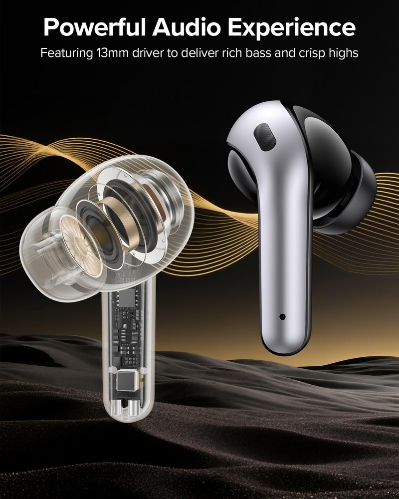 Bluetooth Headphones True Wireless Earbuds 60H Playback LED Power Display Ear...
