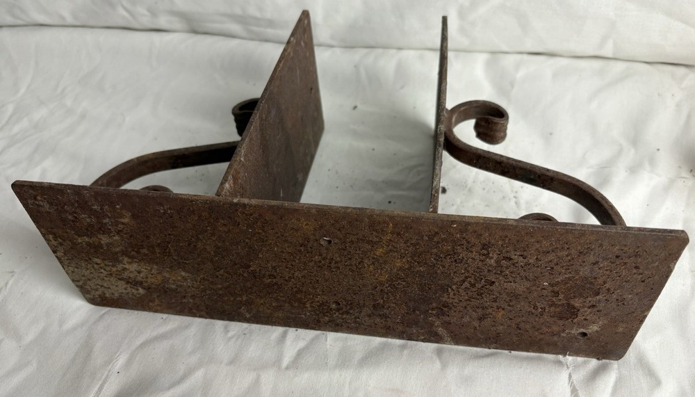 Antique Cast Iron Double Scroll Post Base / Topper Bracket 3.5” Post Opening