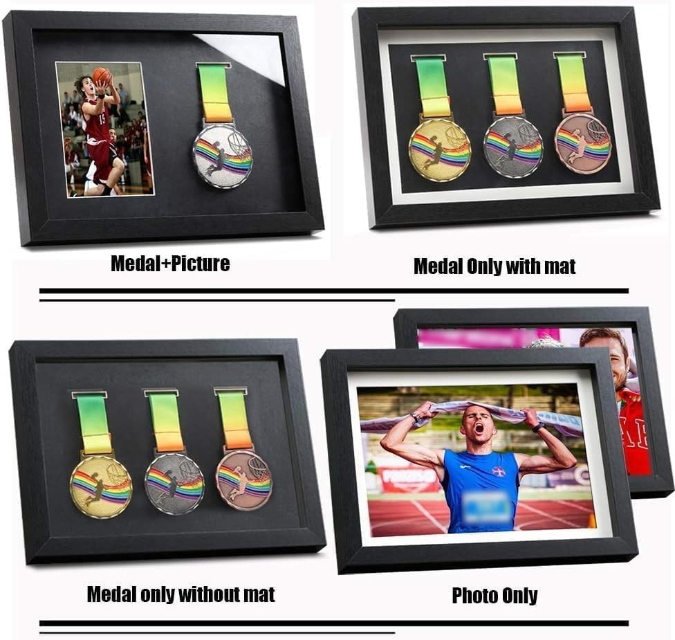 Medal Display Shadow Box - 3 Case - A4 Black, Black