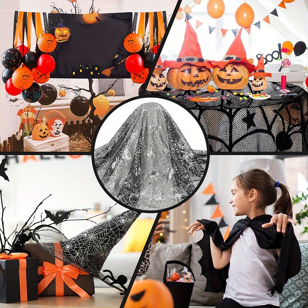 2.19yards/2m Spider Pattern Polyester Fabric for Garment Accessories Black