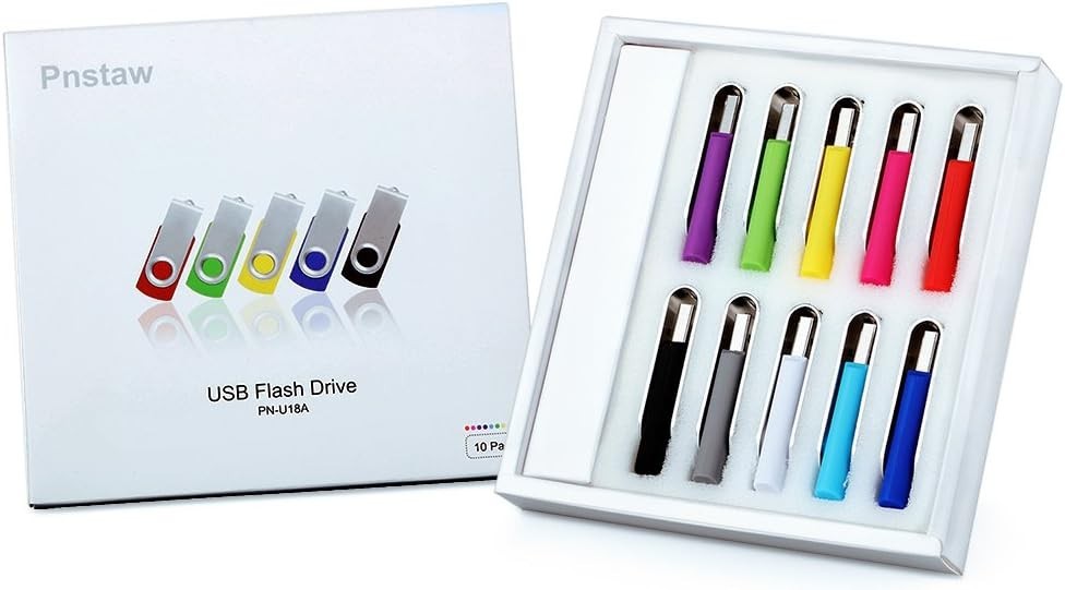 Swivel USB Flash Drive 8GB, 10-Pack Multi-Color - Stylish Data Storage Solution