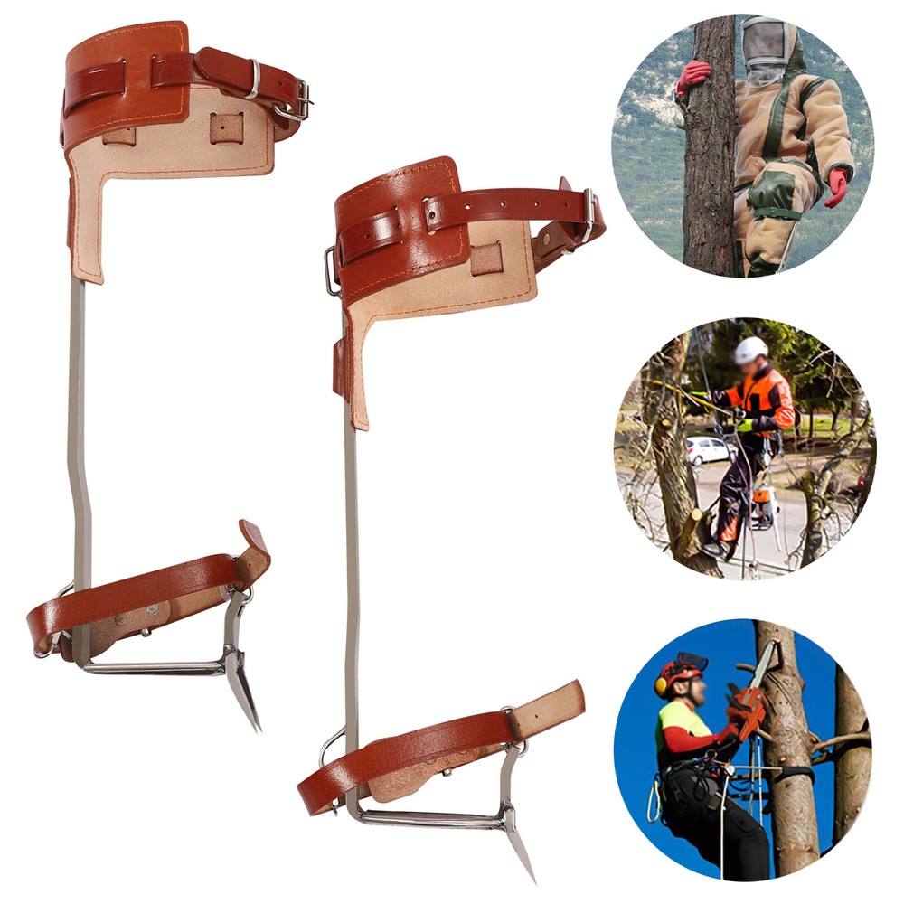 Adjustable Tree Climbing Spike Set Pole Climbing Spurs Tool Climber Strap Gaffs
