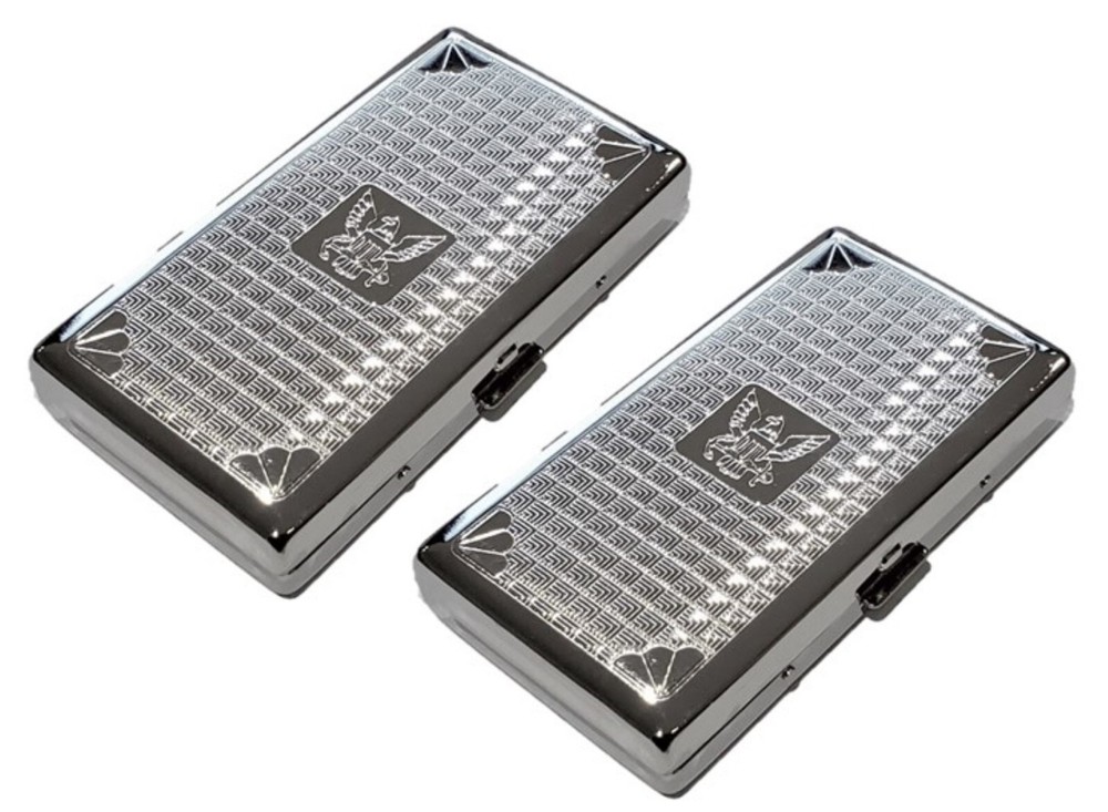 2x Victorian Style Cigarette Case Double Sided King & 100s Eagle Pattern 4x2inch