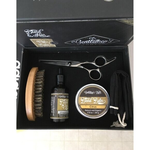 New Open box 5pc Gentlemens Beard & Hair Gift Set