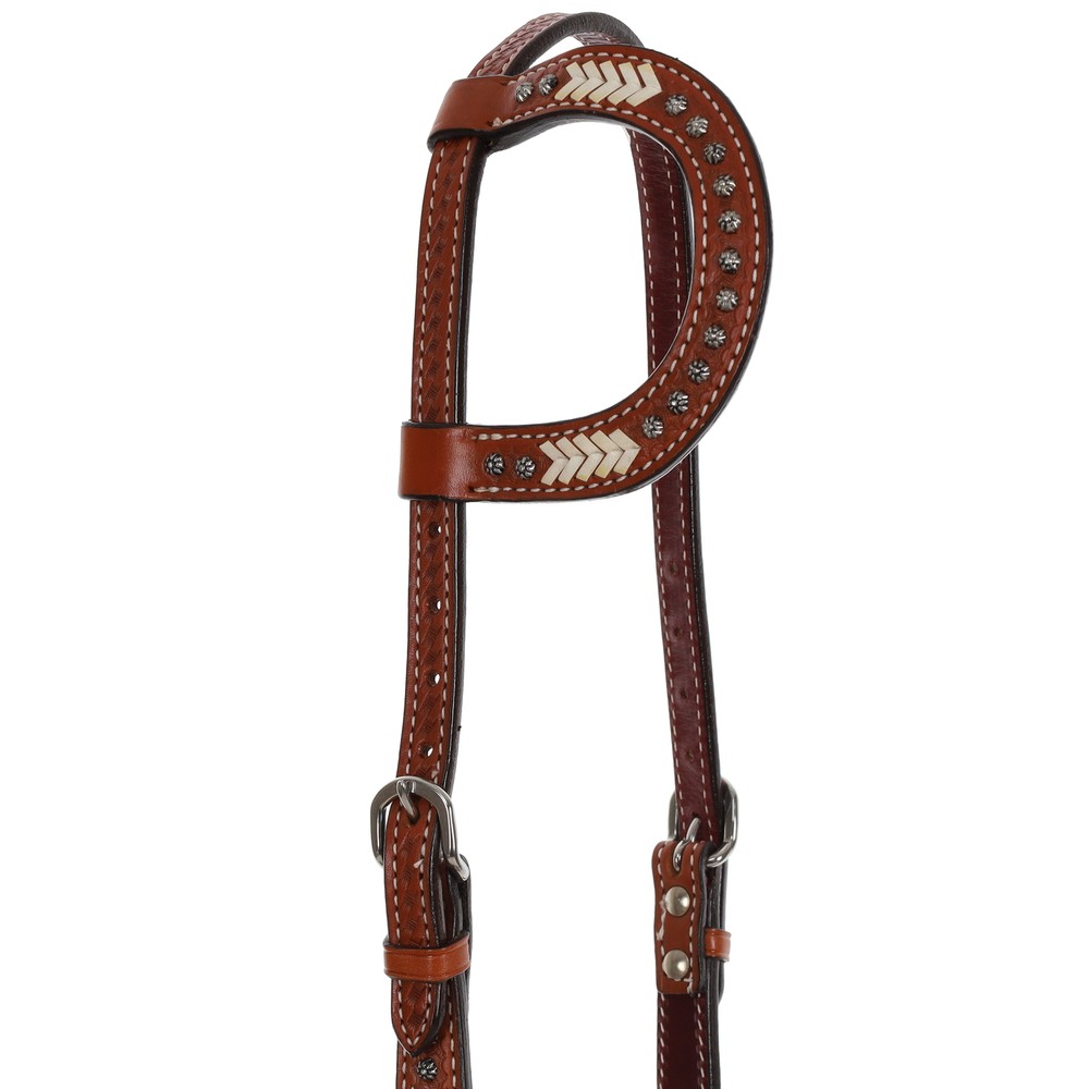 Showman Western Rivet Leather Single Ear Headstall