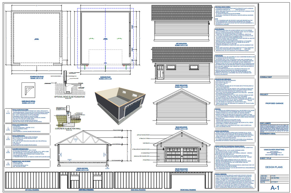 Double Car / 2 Car Garage Plan / Architectural Blueprints - 24 x 26