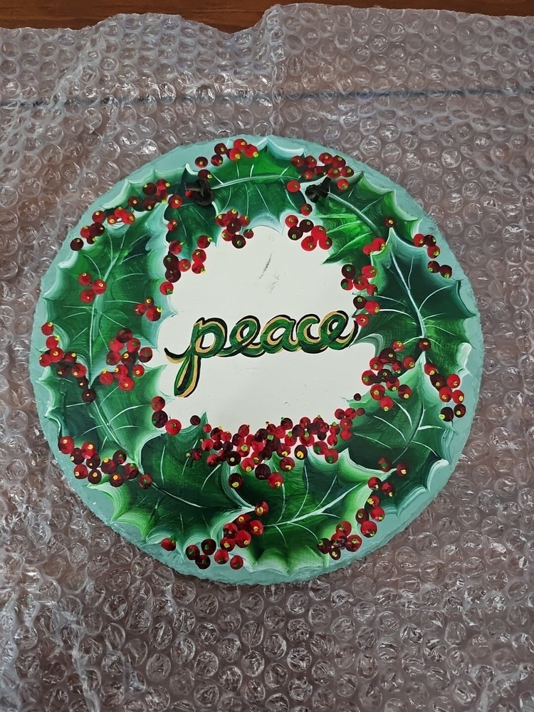 Hand Painted Holly On Slate