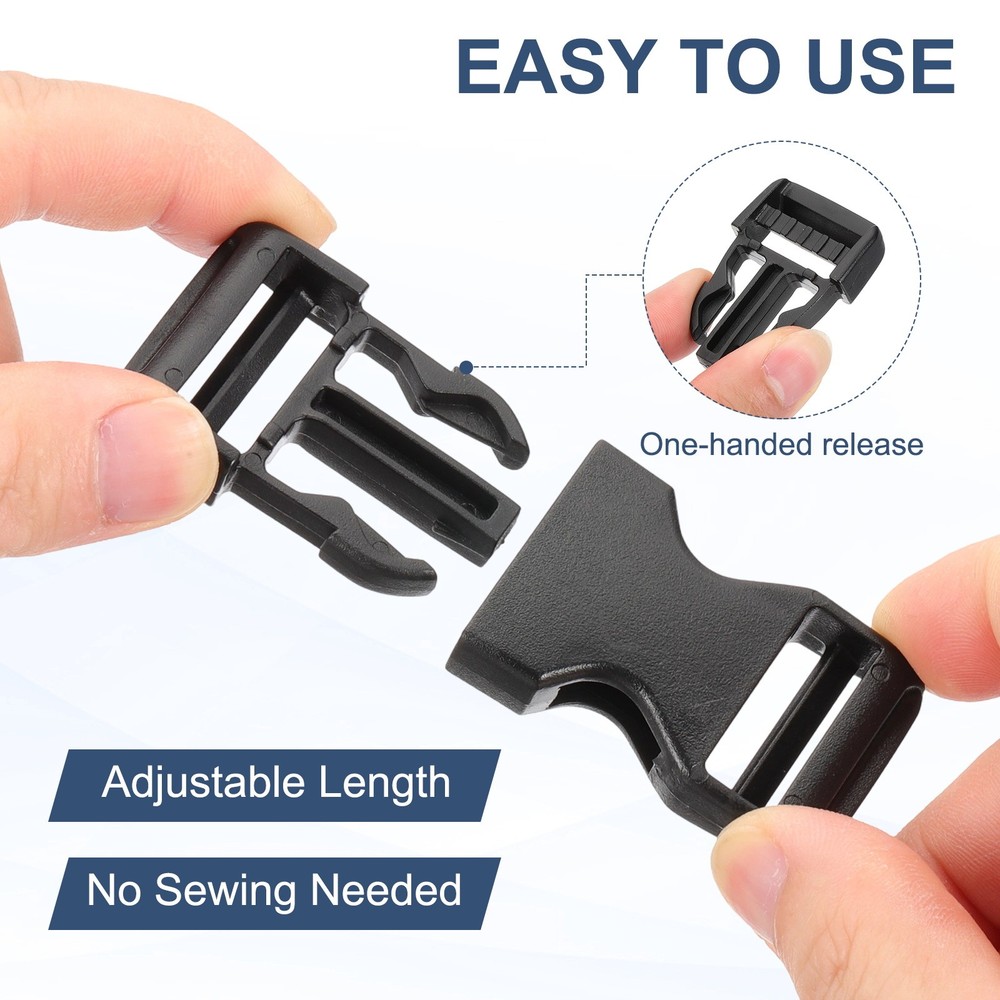 4pcs Quick Side Release Buckles 1" Dual Adjustable No Sewing Clips Snaps