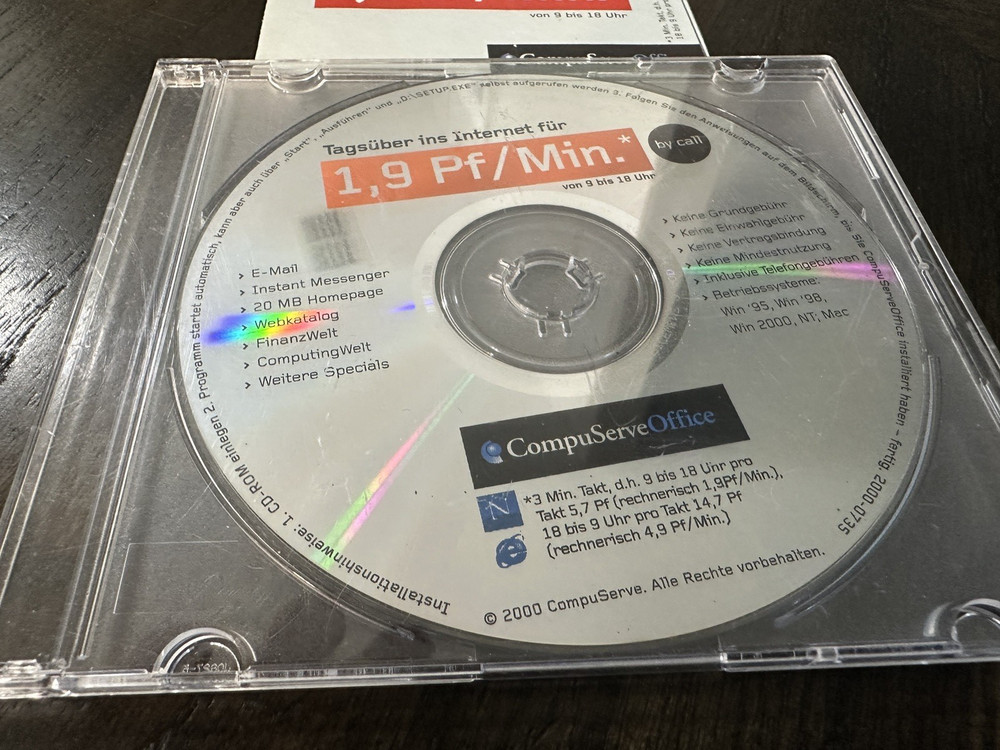 CompuServe 2000 GERMAN LANGUAGE PC Internet Software Vintage