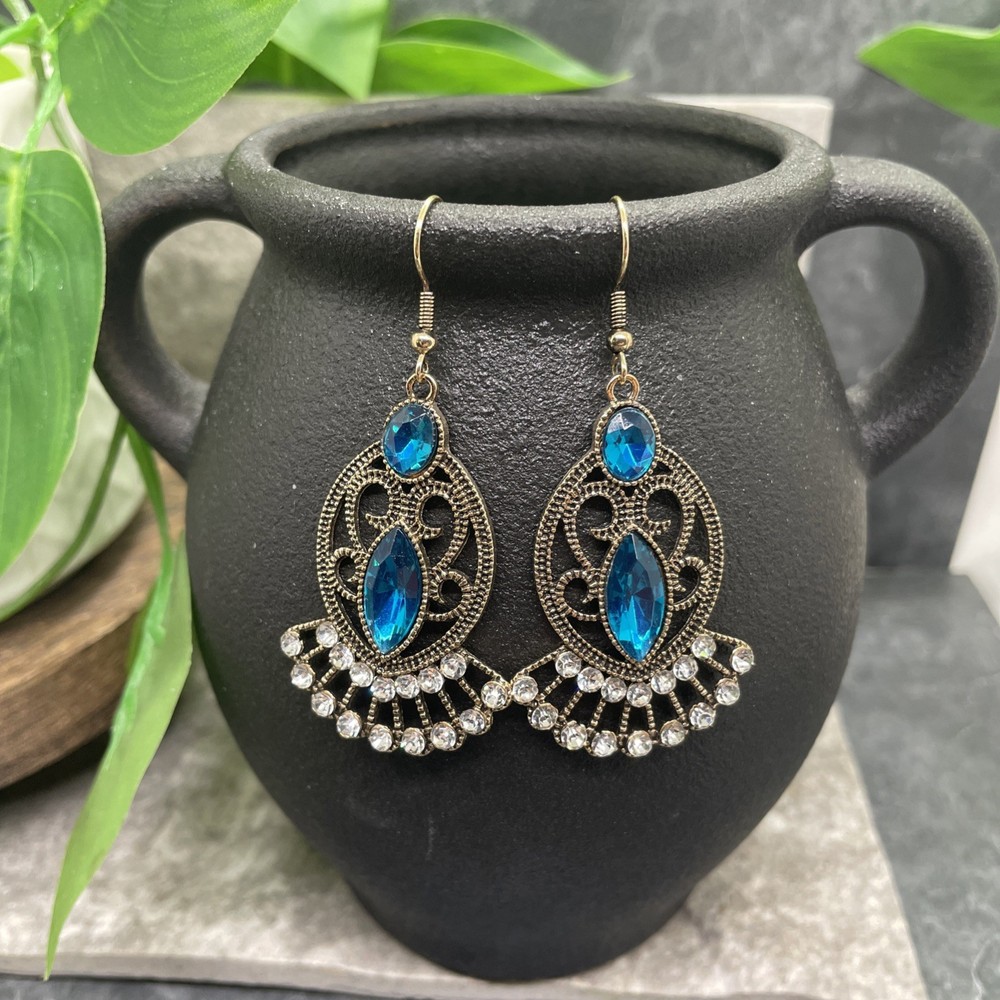 2.25” Gold-tone Boho Bead Retro Earring Set Drop Dangle New Free Ship B6499