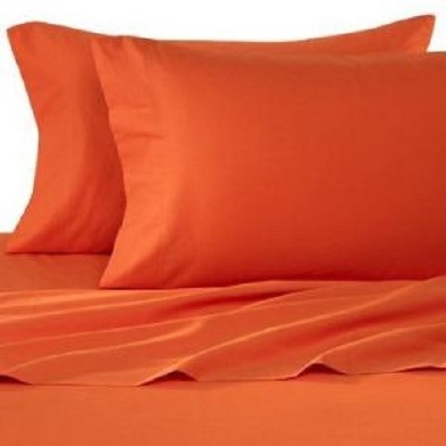 Orange Solid / Plain King Size Sheet Set 1000 Thread Count 100% Egyptian Cotton