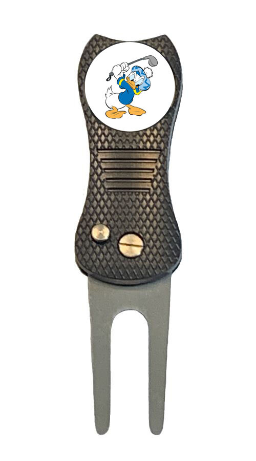 Donald Duck Golf Ball Marker + Switchblade Divot Tool Novelty Gift
