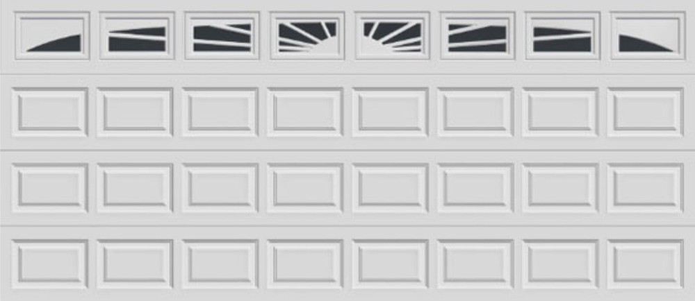 IDEAL Garage Doors WHITE SUNSET 505 Window Inserts/Short Panel Set of 8