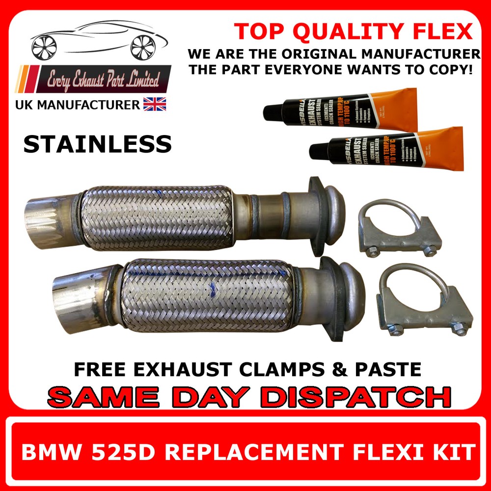 BMW 525 2.5D E39 1999-2003 Clamp On Exhaust Replacement Flex Flexi front Pipe