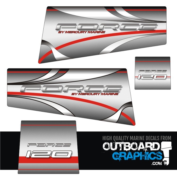 Mercury Force 120hp outboard engine decals/sticker kit