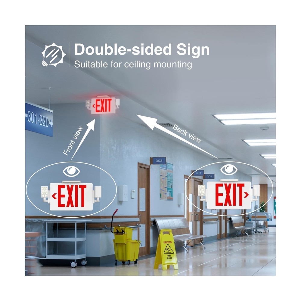 FREELICHT 6 Pack LED Double-Sided Exit Sign with Emergency Lights, Adjustable...