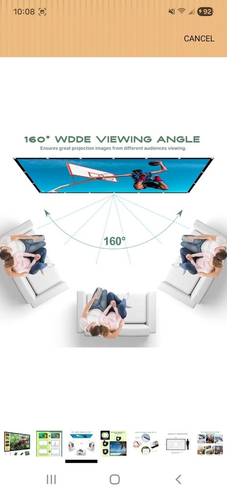 AAJK Foldable Projector Screen 150 inch, Washable